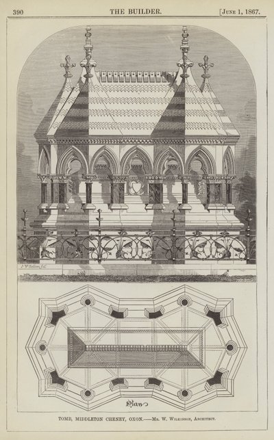 Grab, Middleton Cheney, Oxon, Mr. W. Wilkinson, Architekt (Gravur) von English School