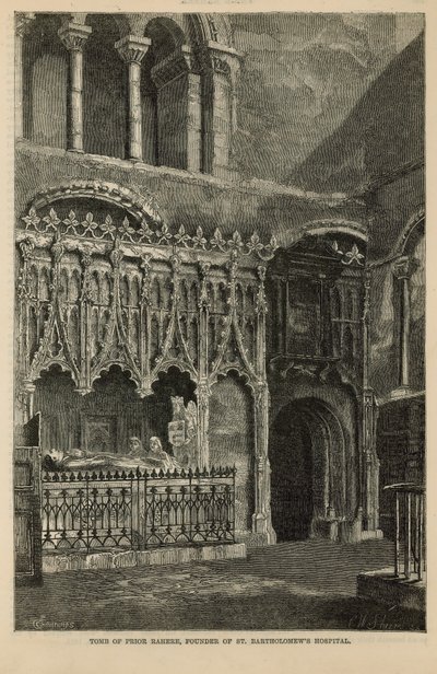 Grab von Prior Rahere, Gründer des St. Bartholomäus-Hospitals von English School