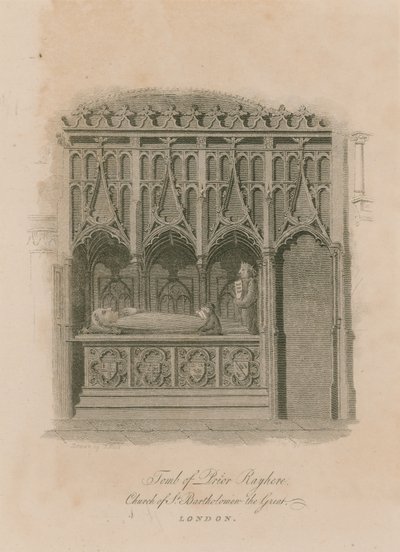 Grab von Prior Rayhere, Kirche St. Bartholomew the Great, Smithfield von English School