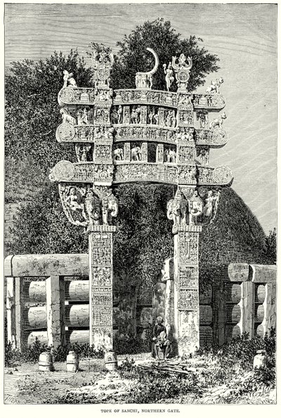 Tope von Sanchi, Nordtor (Gravur) von English School