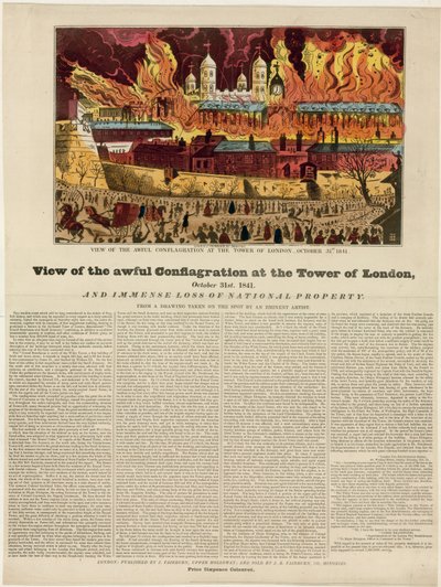 Tower von London Feuer, 1841 von English School