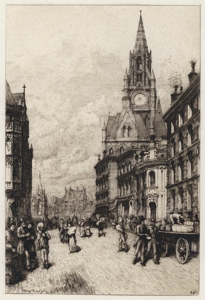 Rathaus, Manchester (Radierung) von English School