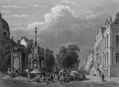 Rathaus und Marktplatz, Lüttich von English School
