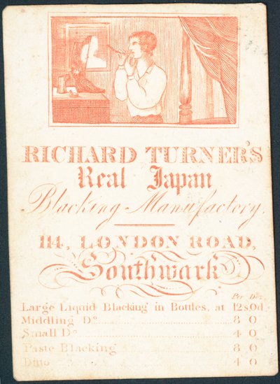 Handelskarte, Richard Turners Real Japan Blacking Manufactory von English School