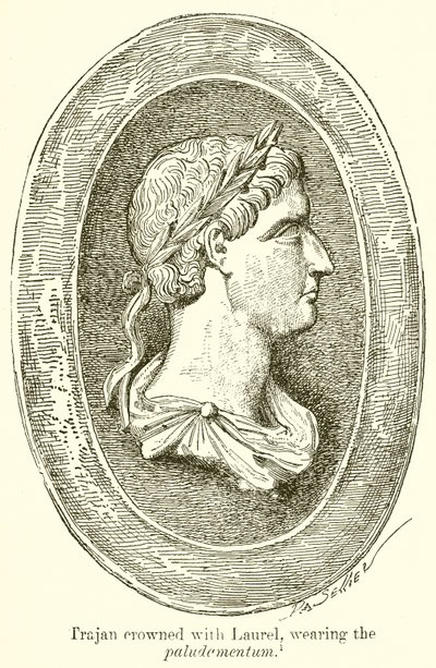 Trajan, mit Lorbeer gekrönt, im Paludamentum von English School