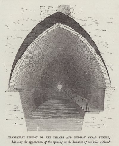 Querschnitt des Thames- und Medway-Kanaltunnels (Gravur) von English School
