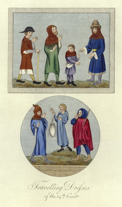 Reisekleider des 14. Jahrhunderts von English School