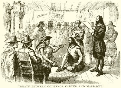 Vertrag zwischen Gouverneur Carver und Massasoit von English School