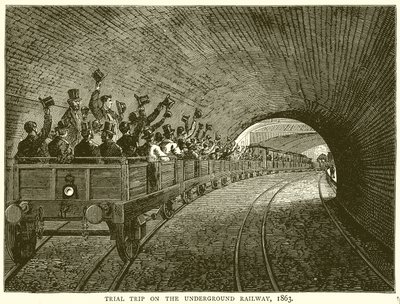Probefahrt auf der U-Bahn, 1863 von English School