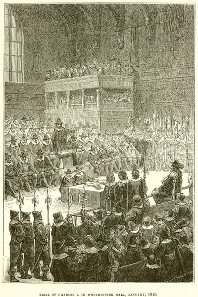 Prozess gegen Karl I. in der Westminster Hall, Januar 1649 von English School
