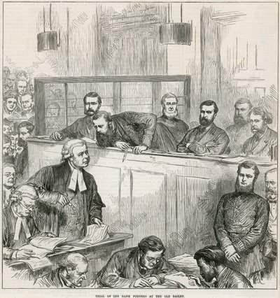 Prozess der Bankfälscher am Old Bailey von English School