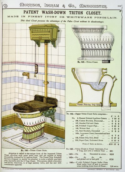 Triton Schrank aus einem Katalog von Sanitärartikeln, produziert von Morrison, Ingram & Co., Manchester, veröffentlicht um 1890 von English School