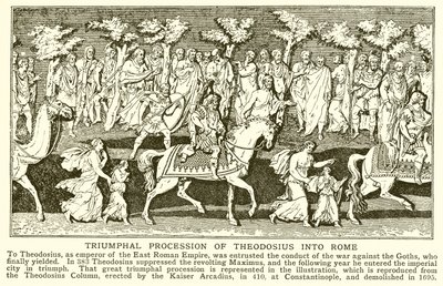 Triumphzug des Theodosius in Rom von English School
