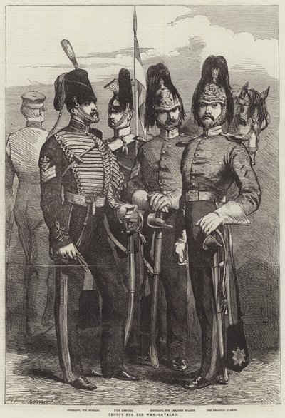 Truppen für den Krieg, Kavallerie (Gravur) von English School