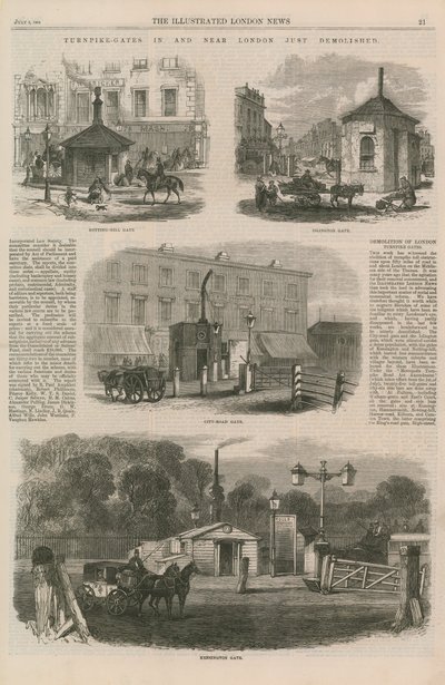 Mautstellen in und um London, die gerade abgerissen wurden von English School