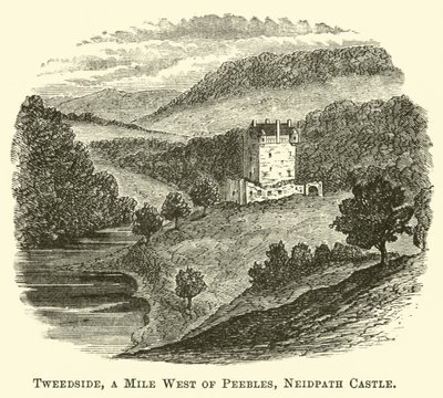 Tweedside, eine Meile westlich von Peebles, Neidpath Castle von English School