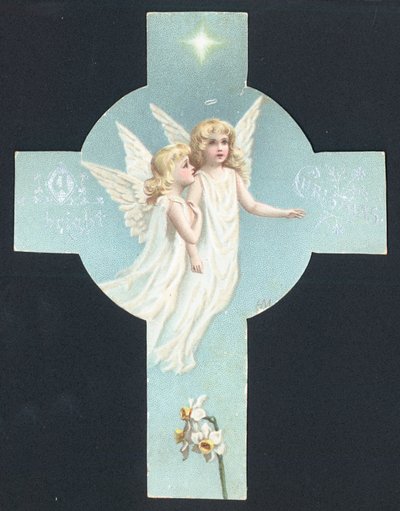 Zwei Engel, Weihnachtskarte von English School