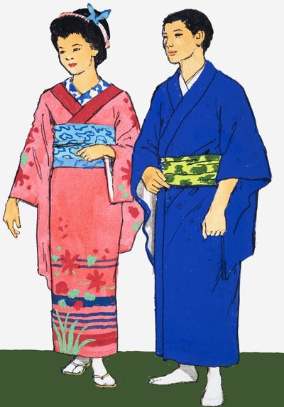 Unidentifiziertes Bild eines japanischen Mannes und einer Frau von English School