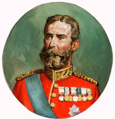 Unidentifiziertes Porträt eines stark dekorierten Mannes von English School
