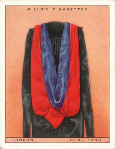 Universitätshüte und -gewänder: Universität London, Doktor der Rechte, LLd, Lond von English School