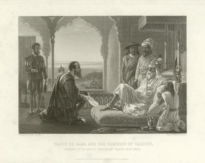 Vasco da Gama und der Zamorin von Calicut, 1498 von English School