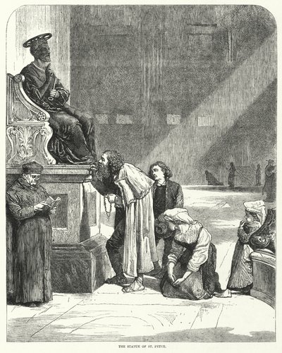 Vatikan, St. Peter, Küssen der Zehen der Statue von St. Peter von English School