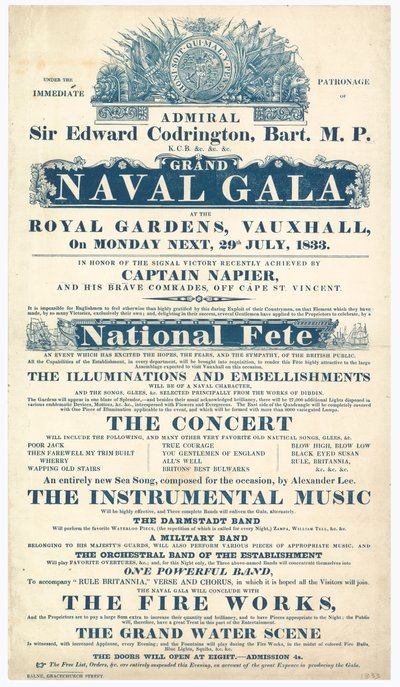 Vauxhall Gardens, Großes Marine-Gala, Admiral Sir Edward Codrington von English School