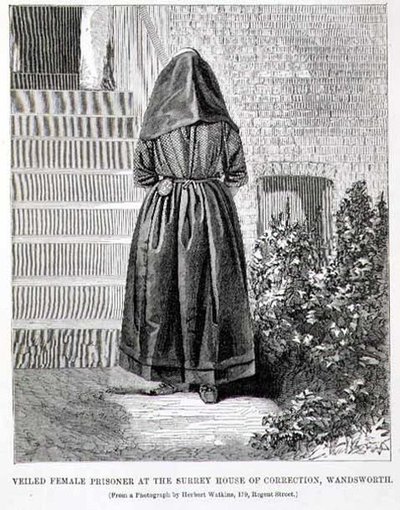 Verschleierte weibliche Gefangene im Surrey House of Correction, Wandsworth, aus 