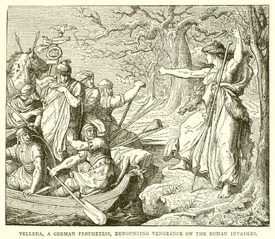 Velleda, eine germanische Prophetin, die Rache an den römischen Eindringlingen schwört von English School
