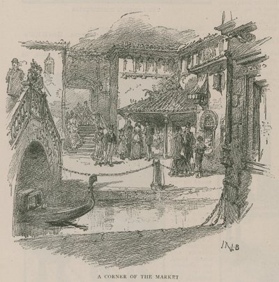 Venedig in London: Skizzen in Olympia - Eine Ecke des Marktes von English School
