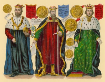 Viktorianischer Ausschnitt: König Edward II., König Edward III., König Richard II. von English School
