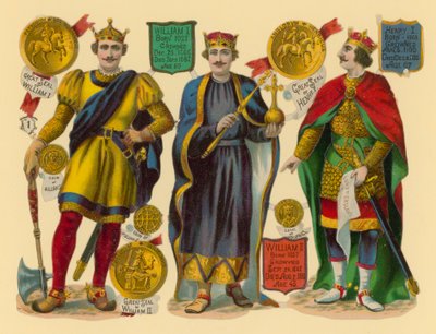Viktorianischer Ausschnitt: König Wilhelm I., König Wilhelm II., König Heinrich I. von English School