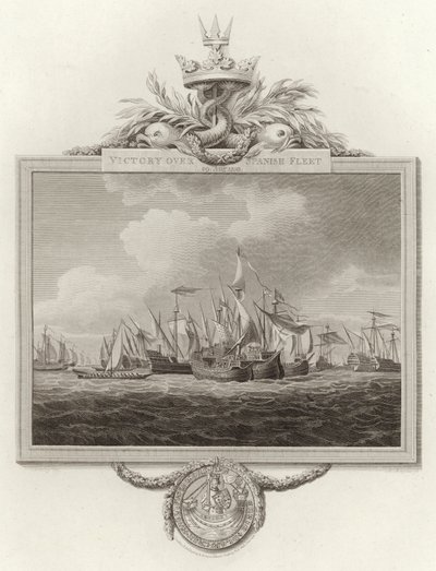 Sieg über die spanische Flotte am 29. August 1350 von English School