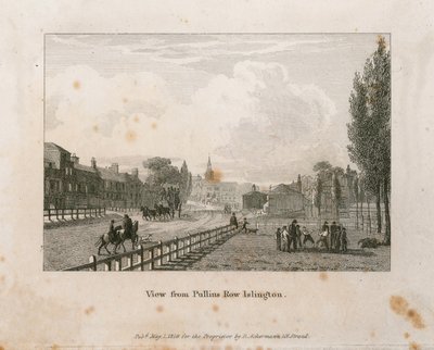Blick von Pullins Row, Islington von English School