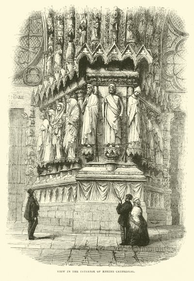 Ansicht im Inneren der Kathedrale von Reims, September 1870 von English School