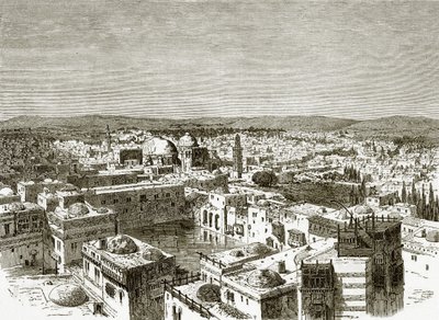 Blick auf Jerusalem vom Teich des Hiskia von English School