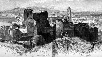 Blick auf Malaga von der Alcazar, Spanien, aus 