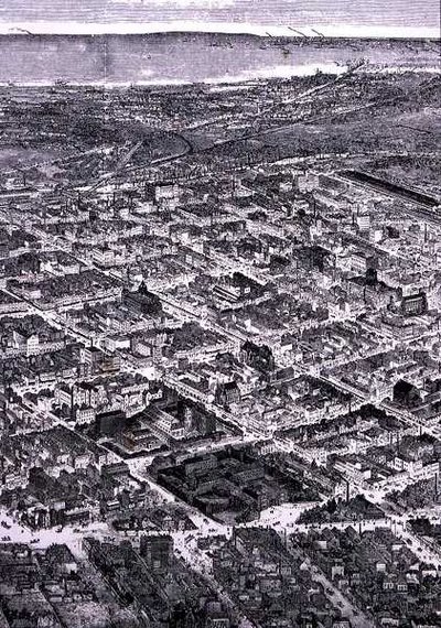 Blick auf Melbourne, nach Süden zum Meer, aus 