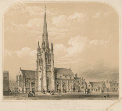 Ansicht der St Stephens Kirche und Schulen, Rochester Row, Westminster von English School