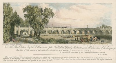 Ansicht eines Teils des London und Greenwich Viadukts, wo es die Corbetts Lane kreuzt, London von English School