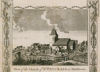 Ansicht der Kirche von St. Pancras in Middlesex, London von English School