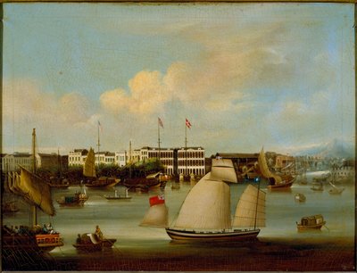 Ansicht der ausländischen Fabriken, Kanton, vor 1850 von English School
