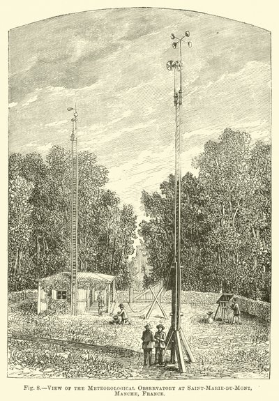 Ansicht des meteorologischen Observatoriums in Saint-Marie-du-Mont, Manche, Frankreich von English School