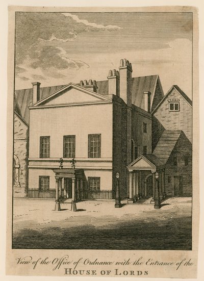 Ansicht des Amtes für Artillerie mit dem Eingang zum House of Lords von English School