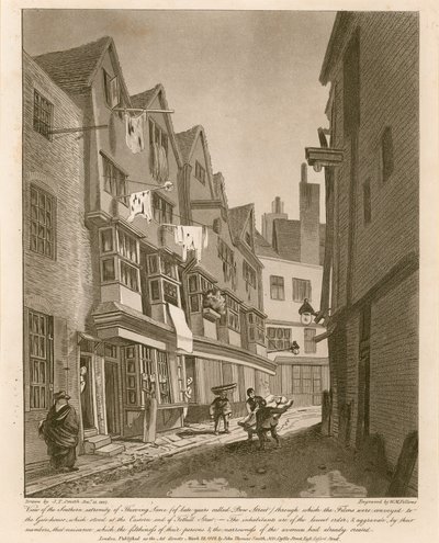 Ansicht des südlichen Endes der Thieving Lane (in den letzten Jahren Bow Street genannt) von English School