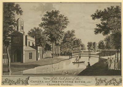 Ansicht des hinteren Teils der Cassina und des Serpentine River von English School