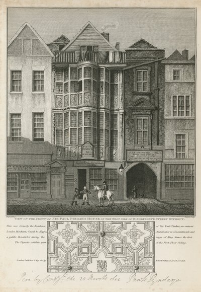 Ansicht der Vorderseite des Hauses von Sir Paul Pindar von English School