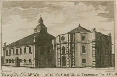 Ansicht der Kapelle des verstorbenen Mr. Whitefield in Tottenham Court Road, London von English School