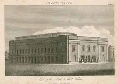 Ansicht der Nord- und Westfronten des Drury Lane Theatre, London von English School