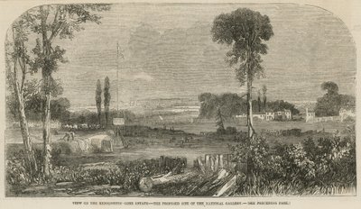 Ansicht auf das Kensington Gore Estate, der vorgeschlagene Standort der National Gallery von English School